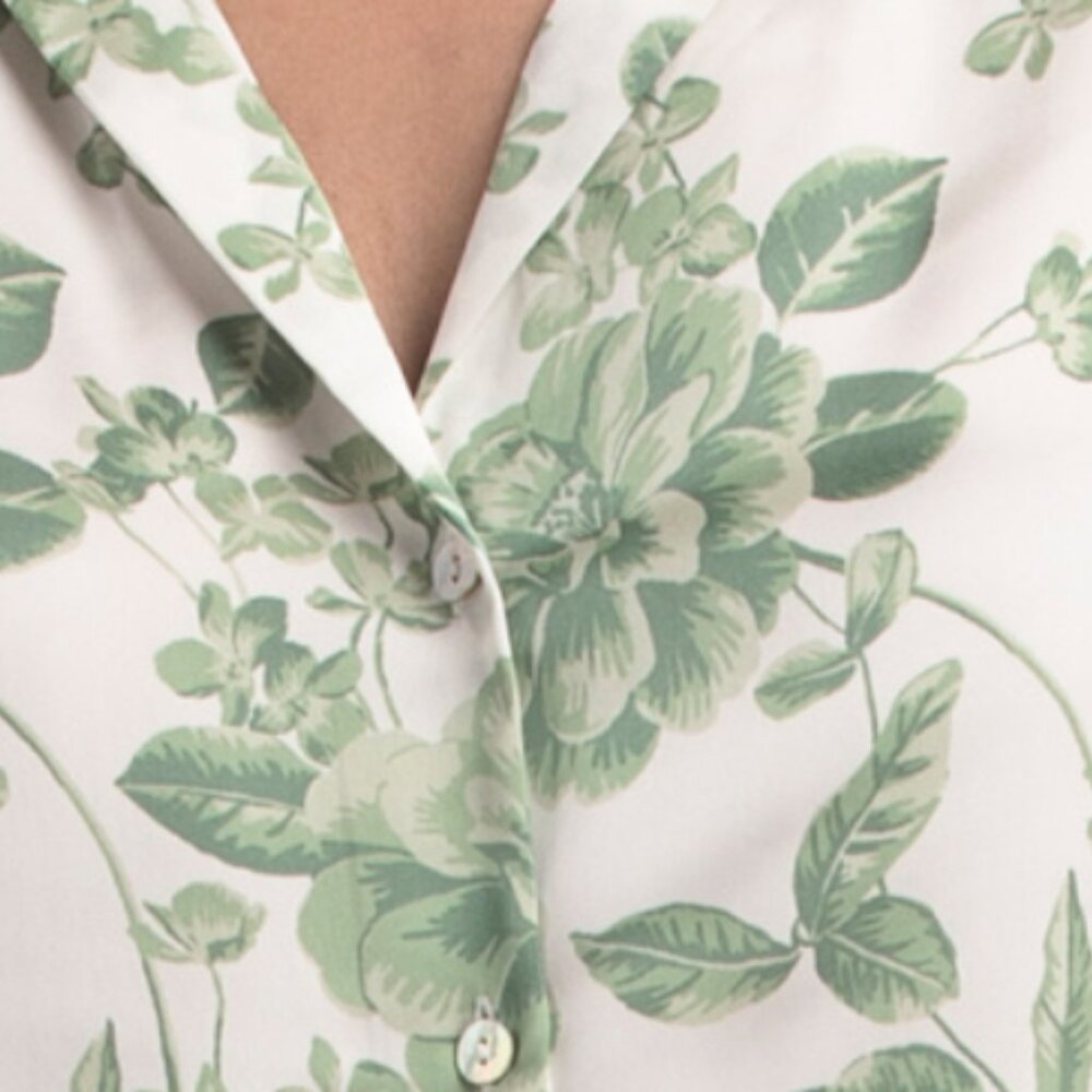 AUTRES FILLES Satin Floral Leaves Long Sleeve Shirt - Picture 3 of 3